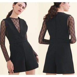 Maje Istoria black lace romper